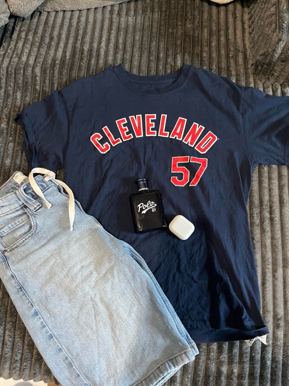 Genuine Merchandise Navy Short Sleeve Tee with Red Cleveland 57 Graphic